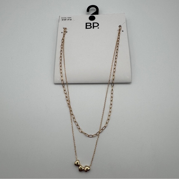 BP. Layered Gold Tone Heart & Link Necklace NWT - Picture 1 of 5
